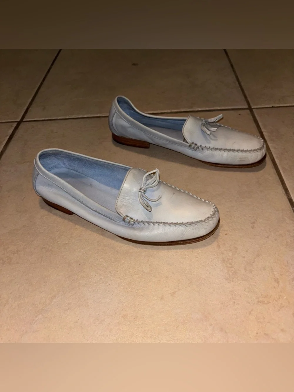 Coach Ruby Light Baby Blue Leather Driving Moccasin Loafers Made in Italy - Picture 7 of 10